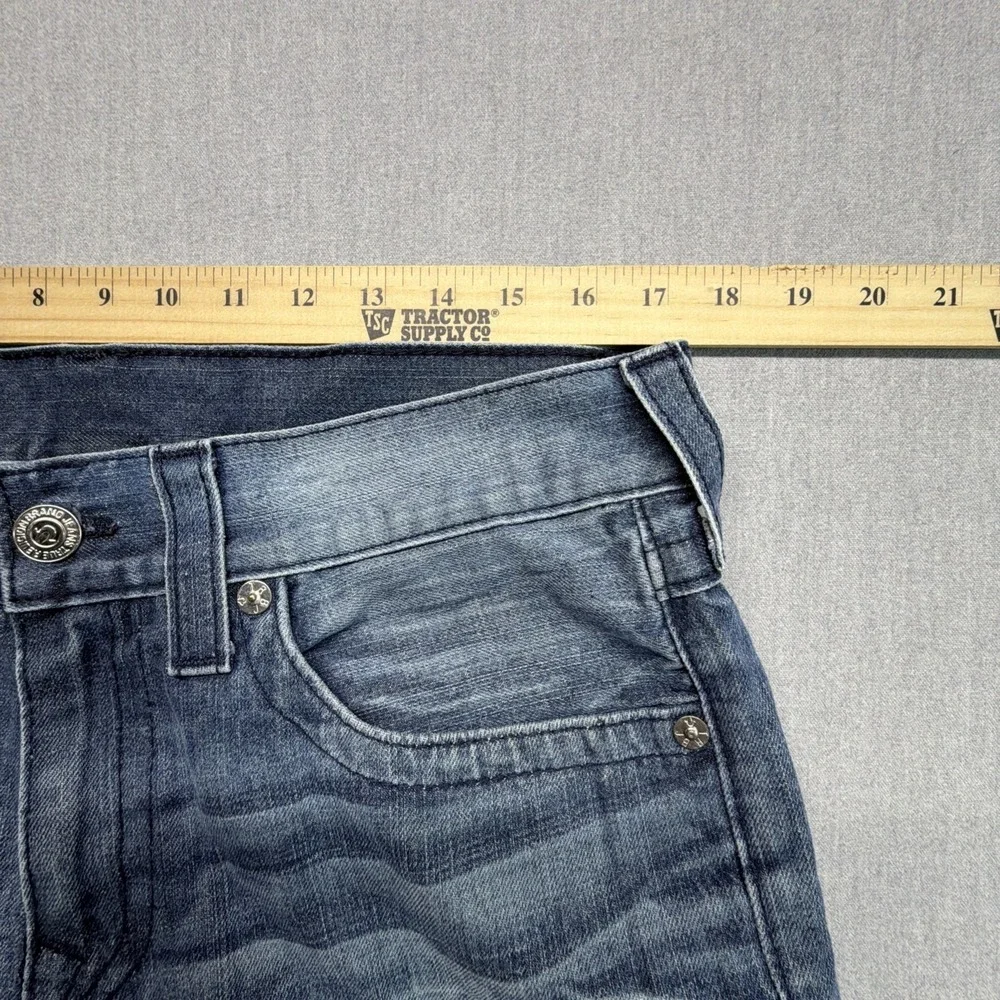 Vintage True Religion Jeans Mens 33 (Fits‎ 34x32) Blue Flap Pockets Boot Cut